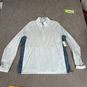 Old Navy 1/2 Zip Pullover Windbreaker Jacket Womens L Light Blue Gray Athletic